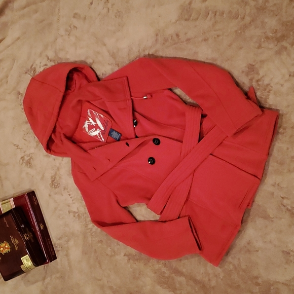 SEBBY women's size SP belted peacoat with hood - Picture 3 of 8